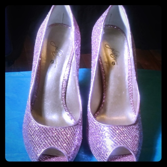 B. P. Platinum Shoes - Pink Platinum Peep Toe Heels